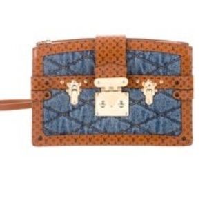 Rare Louis Vuitton Blue Denim Trunk Clutch 2019